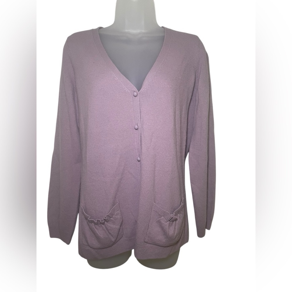 Talbots Lavender Lambswool Blend Cardigan Size Small